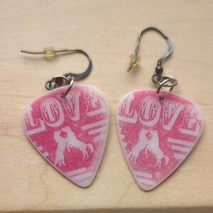 **FREE ADD ON**Pink Western Style Guitar Pick Earrings